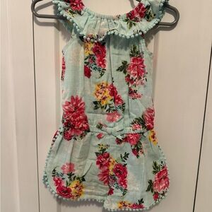 Little Me Blue Floral Romper (Size 12 Months)